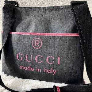 Gucci Black Shoulder Bag with Pink Details